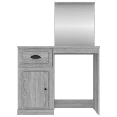 Szürke sonoma szerelt fa tükrös pipereasztal 90 x 50 x 132,5 cm
