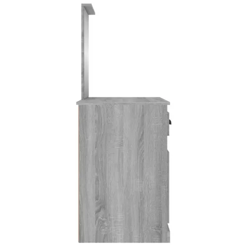 Szürke sonoma szerelt fa tükrös pipereasztal 90 x 50 x 132,5 cm
