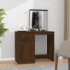 Barna tölgy színű szerelt fa tükrös pipereasztal 90x50x132,5 cm
