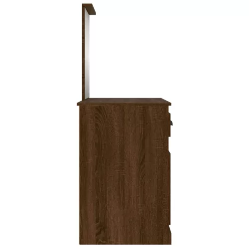 Barna tölgy színű szerelt fa tükrös pipereasztal 90x50x132,5 cm