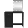 Fekete szerelt fa pipereasztal LED-del 90 x 50 x 132,5 cm