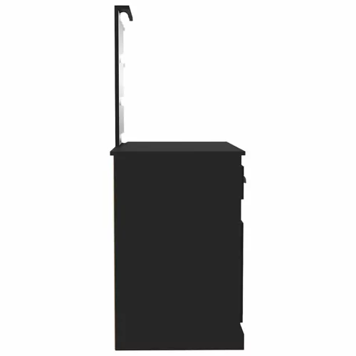 Fekete szerelt fa pipereasztal LED-del 90 x 50 x 132,5 cm