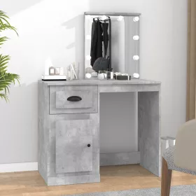   Betonszürke szerelt fa pipereasztal LED-del 90 x 50 x 132,5 cm