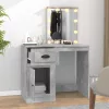 Betonszürke szerelt fa pipereasztal LED-del 90 x 50 x 132,5 cm