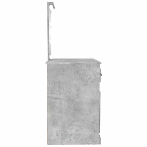 Betonszürke szerelt fa pipereasztal LED-del 90 x 50 x 132,5 cm