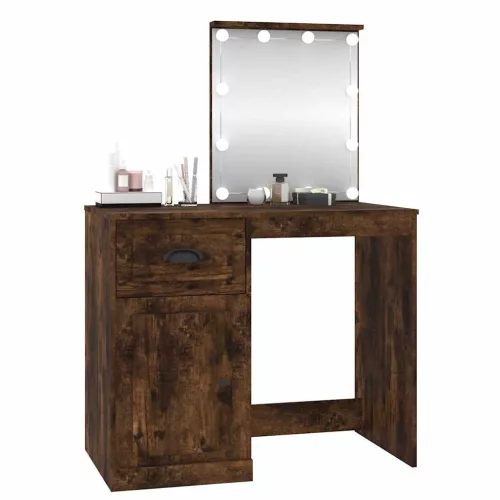 Füstös tölgy színű szerelt fa LED-es pipereasztal 90x50x132,5cm