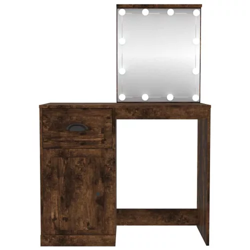 Füstös tölgy színű szerelt fa LED-es pipereasztal 90x50x132,5cm