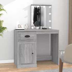   Szürke sonoma szerelt fa pipereasztal LED-del 90x50x132,5 cm