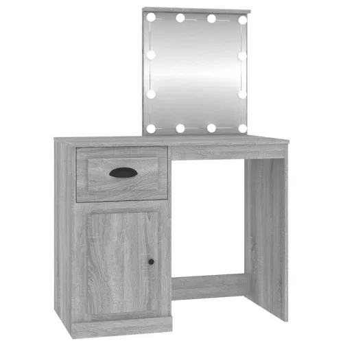 Szürke sonoma szerelt fa pipereasztal LED-del 90x50x132,5 cm