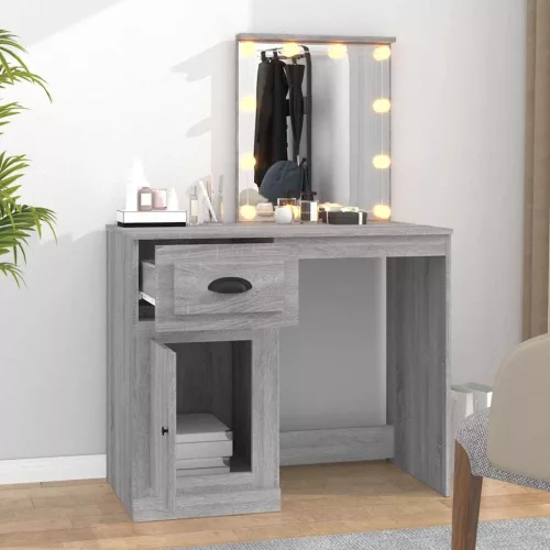 Szürke sonoma szerelt fa pipereasztal LED-del 90x50x132,5 cm