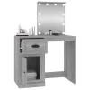 Szürke sonoma szerelt fa pipereasztal LED-del 90x50x132,5 cm