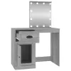 Szürke sonoma szerelt fa pipereasztal LED-del 90x50x132,5 cm