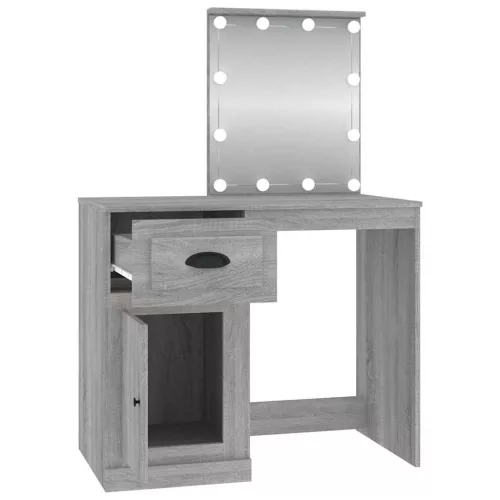 Szürke sonoma szerelt fa pipereasztal LED-del 90x50x132,5 cm