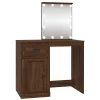 Barna tölgyszínű szerelt fa pipereasztal LED-del 90x50x132,5 cm