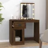 Barna tölgyszínű szerelt fa pipereasztal LED-del 90x50x132,5 cm