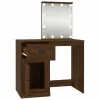 Barna tölgyszínű szerelt fa pipereasztal LED-del 90x50x132,5 cm