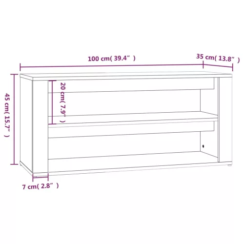 Fekete szerelt fa cipőtartó 100x35x45 cm