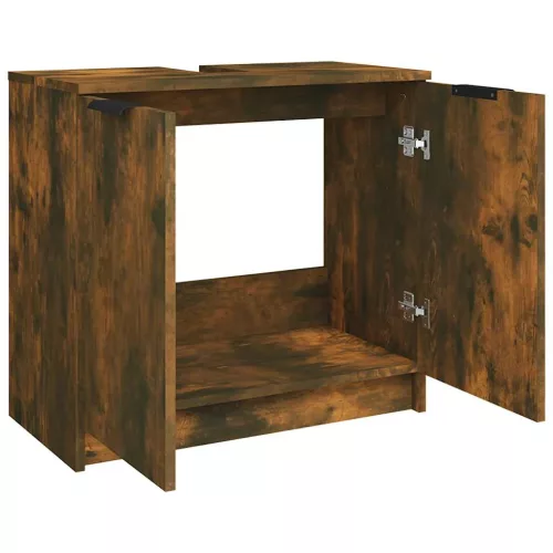 Füstös tölgyszínű szerelt fa fürdőszobaszekrény 64,5x33,5x59 cm