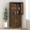 Barna tölgyszínű szerelt fa tálalószekrény 69,5 x 34 x 90 cm