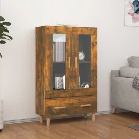   Füstös tölgy színű szerelt fa magasszekrény 70 x 31 x 115 cm