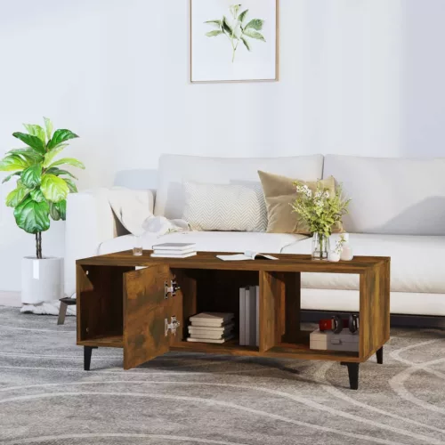 Füstös tölgy színű szerelt fa dohányzóasztal 102 x 50 x 40 cm