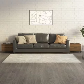   2 db barna tölgy színű dohányzóasztal fém lábakkal 50x50x40 cm