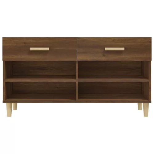 Barna tölgyszínű szerelt fa cipősszekrény 102 x 35 x 55 cm