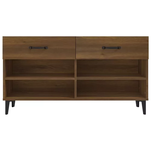 Barna tölgyszínű szerelt fa cipősszekrény 102 x 35 x 55 cm