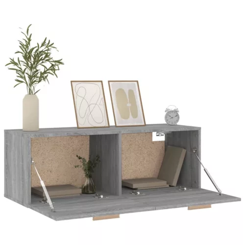 Szürke sonoma színű szerelt fa faliszekrény 100 x 36,5 x 35 cm