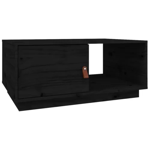 Fekete tömör fenyőfa dohányzóasztal 80 x 50 x 35,5 cm