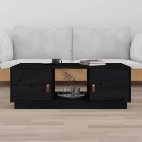 Fekete tömör fenyőfa dohányzóasztal 100 x 100 x 40 cm