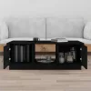 Fekete tömör fenyőfa dohányzóasztal 100 x 100 x 40 cm