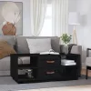 Fekete tömör fenyőfa dohányzóasztal 100 x 50 x 41 cm