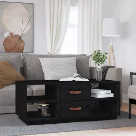 Fekete tömör fenyőfa dohányzóasztal 100 x 50 x 41 cm