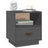 2 db szürke tömör fenyőfa éjjeliszekrény 40 x 34 x 45 cm
