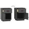 2 darab szürke tömör fenyőfa éjjeliszekrény 40 x 34 x 55 cm