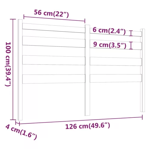 Mézbarna tömör fenyőfa ágyfejtámla 126 x 4 x 100 cm