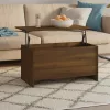 Barna tölgyszínű szerelt fa dohányzóasztal 102x55,5x52,5 cm