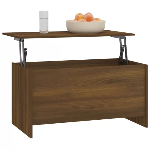 Barna tölgyszínű szerelt fa dohányzóasztal 102x55,5x52,5 cm