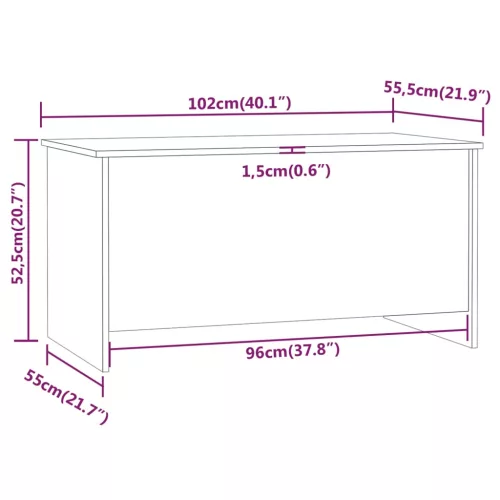 Barna tölgyszínű szerelt fa dohányzóasztal 102x55,5x52,5 cm