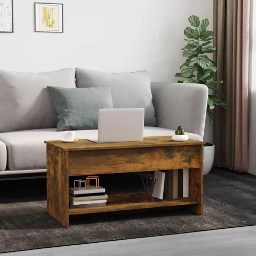 Füstös tölgy színű szerelt fa dohányzóasztal 102 x 50 x 52,5 cm