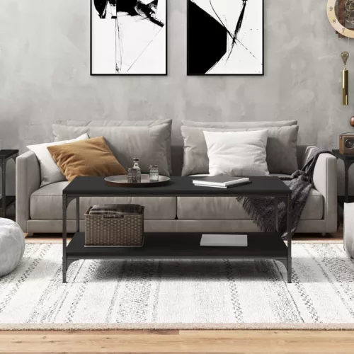 Fekete szerelt fa dohányzóasztal 100 x 50 x 40 cm