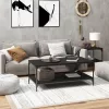 Fekete szerelt fa dohányzóasztal 80 x 50 x 40 cm