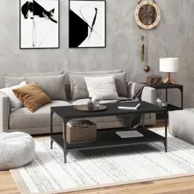 Fekete szerelt fa dohányzóasztal 80 x 50 x 40 cm