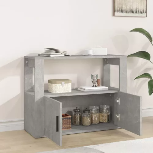 Betonszürke szerelt fa tálalószekrény 80x30x60 cm
