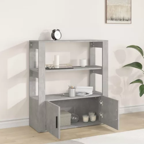 Betonszürke szerelt fa tálalószekrény 80x30x90 cm