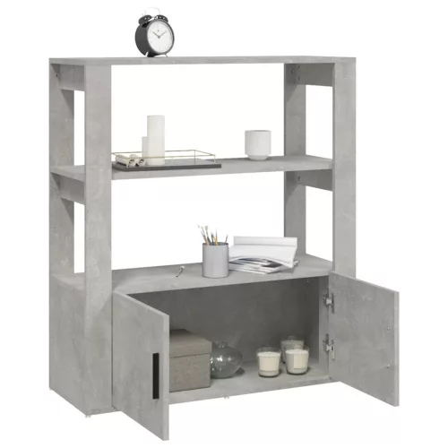 Betonszürke szerelt fa tálalószekrény 80x30x90 cm