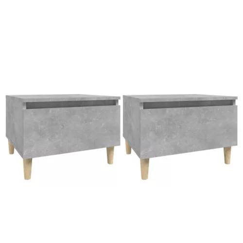 2 db betonszürke szerelt fa kisasztal 50x 46 x 35 cm