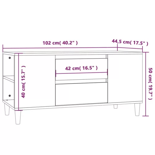 Betonszürke szerelt fa TV-szekrény 102 x 44,5 x 50 cm