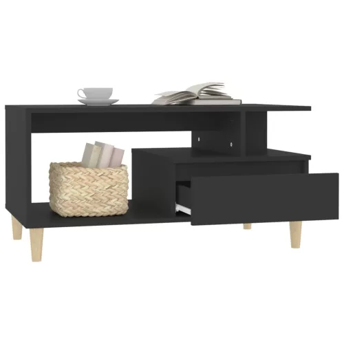 Fekete szerelt fa dohányzóasztal 90 x 49 x 45 cm